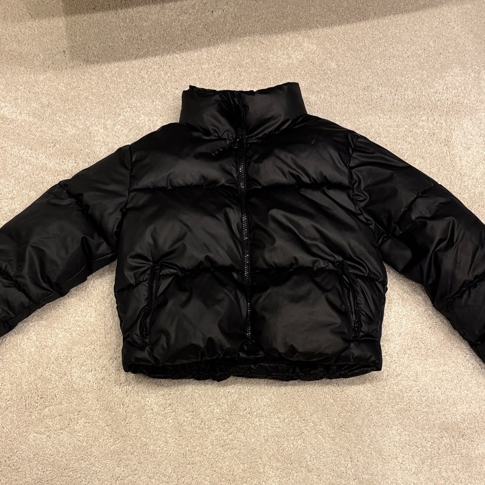 Old Navy Shiny Black Puffer Coat